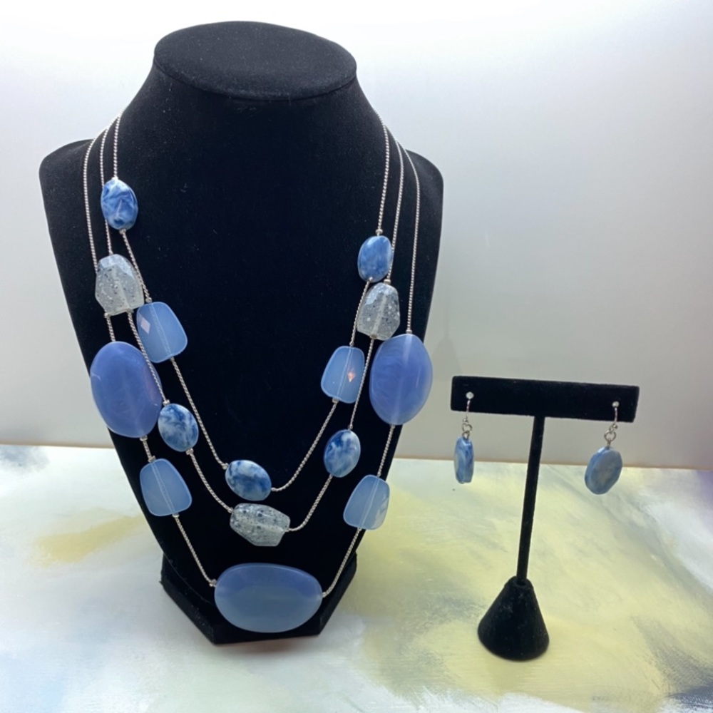 Blue Necklace and Earrings Set